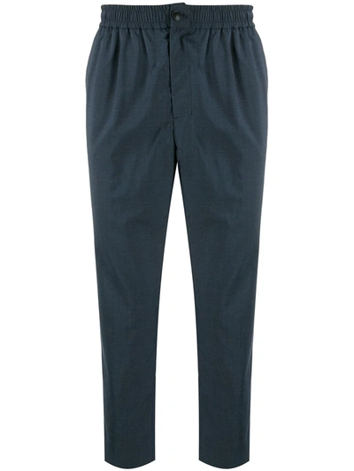 Shop Ami Alexandre Mattiussi Elasticized-waist Cropped Fit Trousers In Blue