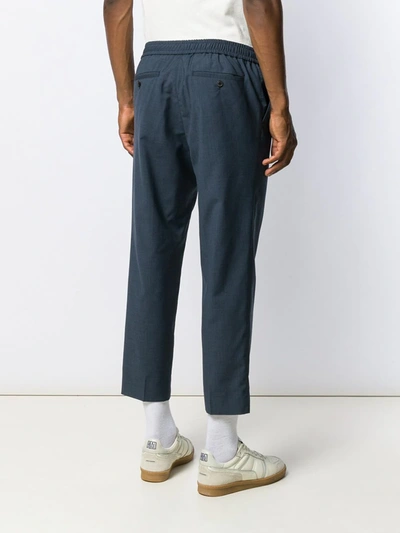 Shop Ami Alexandre Mattiussi Elasticized-waist Cropped Fit Trousers In Blue