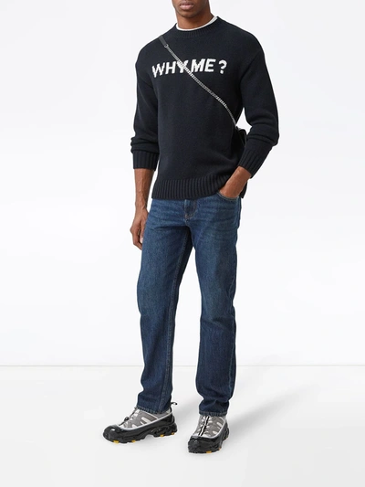 Shop Burberry Straight-fit Washed Jeans In Blue