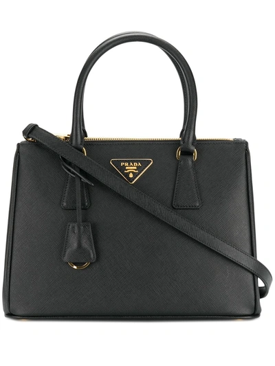Prada Medium Galleria Leather Tote Bag In Black