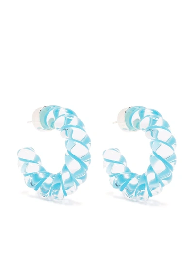 Shop Bottega Veneta Twist Hoop Earrings In Blau