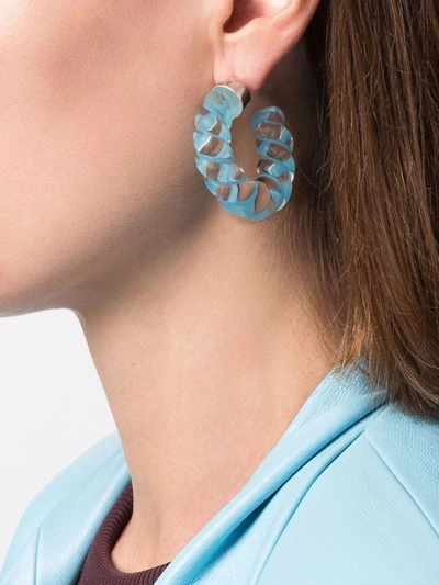 Shop Bottega Veneta Twist Hoop Earrings In Blau