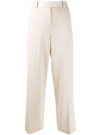 Shop Circolo 1901 Striped Tailored Trousers In Neutrals