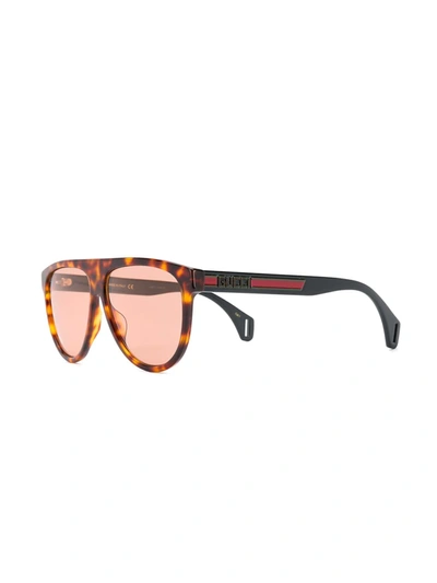 Shop Gucci Tortoiseshell Oversized Sunglasses In Brown