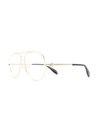 Alexander Mcqueen Skull Aviator Frame Glasses In Gold