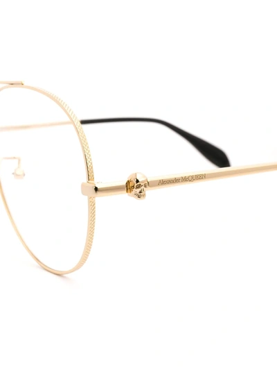 Alexander Mcqueen Skull Aviator Frame Glasses In Gold