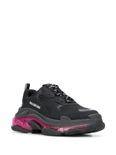 Shop Balenciaga Triple S Clear Sole Sneakers In Black ,pink