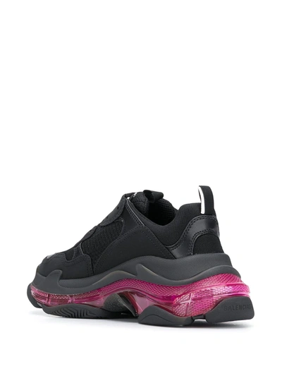 Shop Balenciaga Triple S Clear Sole Sneakers In Black ,pink