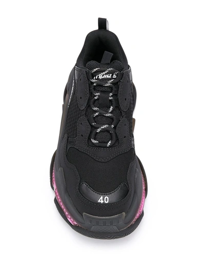 Shop Balenciaga Triple S Clear Sole Sneakers In Black ,pink