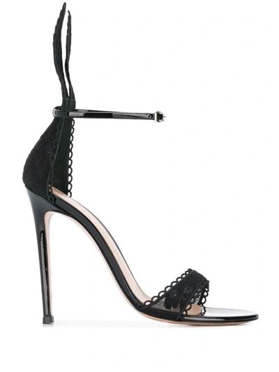 Shop Gianvito Rossi Natalia Lace-embellished Sandals In Black