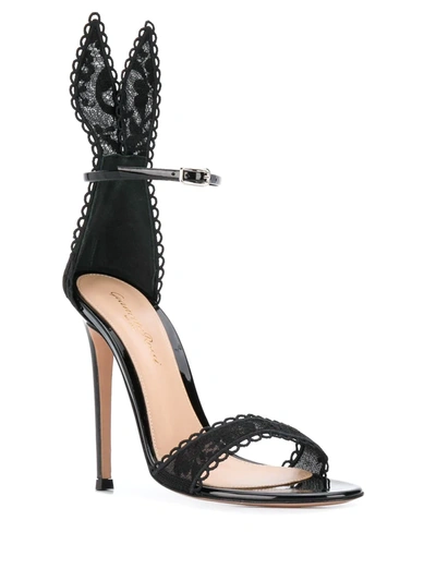 Shop Gianvito Rossi Natalia Lace-embellished Sandals In Black