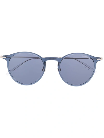 Shop Montblanc Transparent Round-frame Sunglasses In 银色
