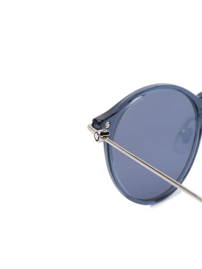 Shop Montblanc Transparent Round-frame Sunglasses In 银色
