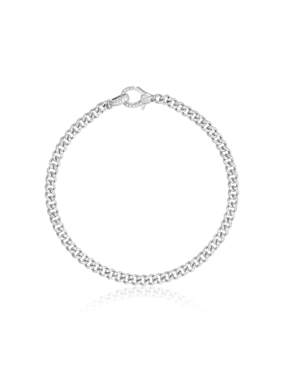 Shop Shay 18kt White Gold 6.5 Inch Baby Pavé Diamond Bracelet In Metallic