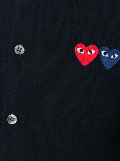 Comme Des Garçons Play Comme Des Garcons Play Double Heart Cardigan In Blue