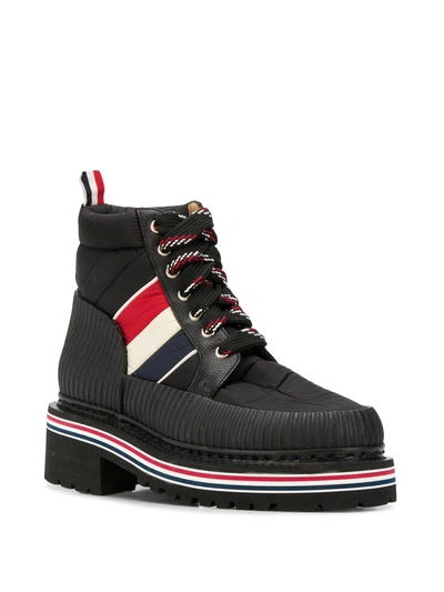 Thom Browne Tricolour Stripe Hiking Boots In Black
