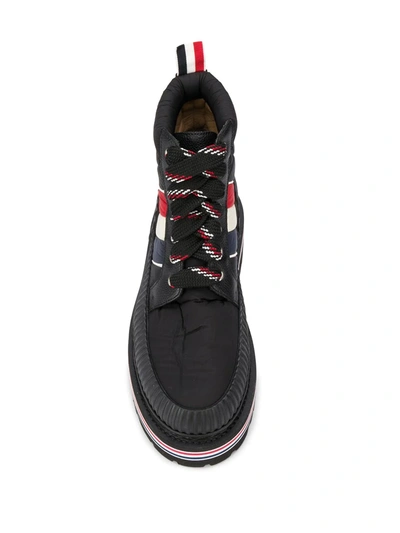 Thom Browne Tricolour Stripe Hiking Boots In Black