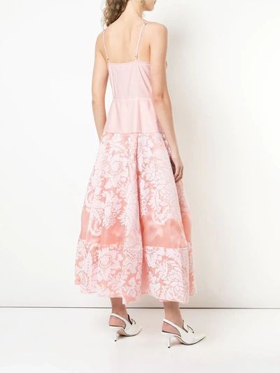Rosie Assoulin Damask Wrap Front Midi Dress In Pink