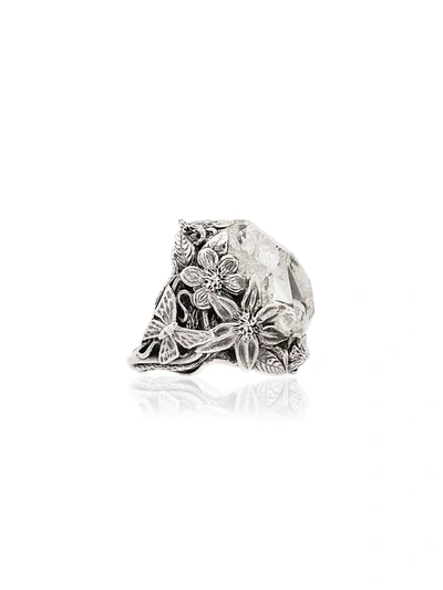 Shop Lyly Erlandsson Winter Leaf Sterling Silver Crystal Ring