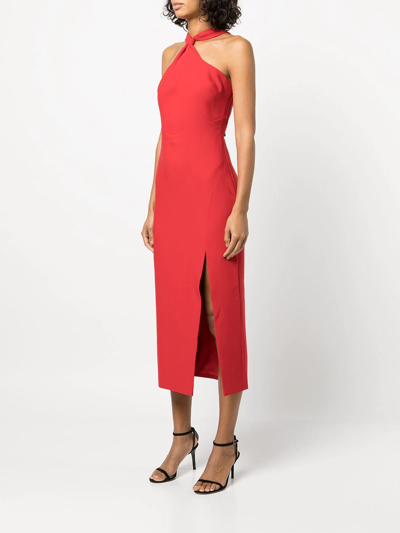Shop Likely Avie Halterneck Midi Dress In Red