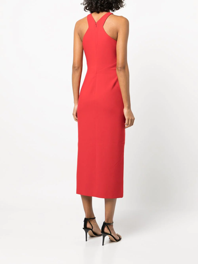 Shop Likely Avie Halterneck Midi Dress In Red