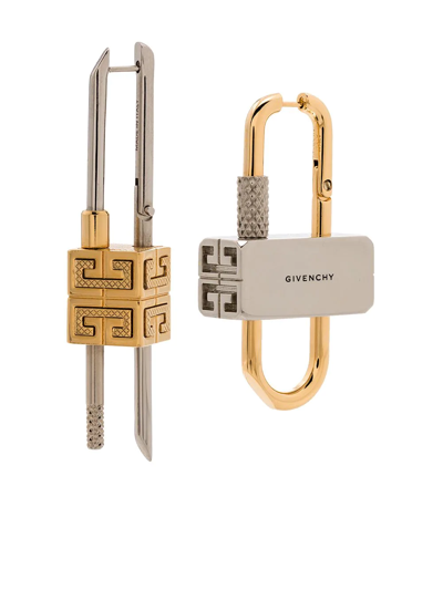 Shop Givenchy Lock Asymmetrical Earrings In Silber