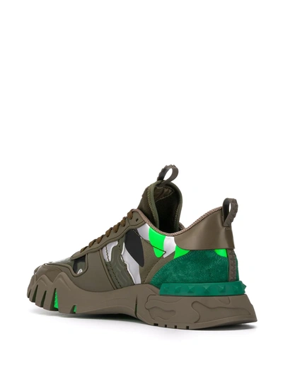 Shop Valentino Camouflage Rockrunner Plus Sneakers In Green