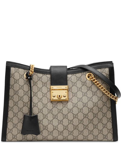 Shop Gucci Medium Padlock Shoulder Bag In Neutrals