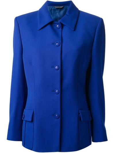 Pre-owned Versace 1980s Buttoned Jacket In Blue