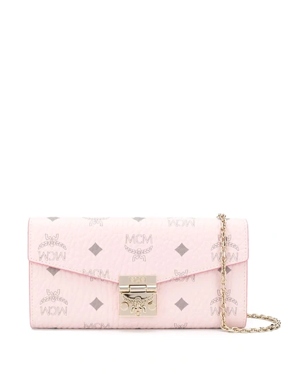 Shop Mcm Large Tracy Crossbody Wallet In Pink