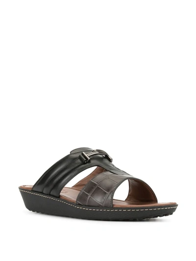 Shop Tod's Logo Open-toe Sandals In Black