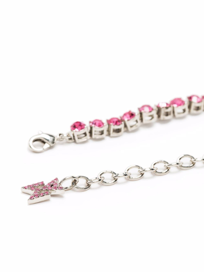 Shop Amina Muaddi Crystal-embellished Bracelet In Rosa