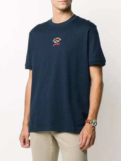 Shop Paul & Shark Crew Neck Logo Print T-shirt In Blue