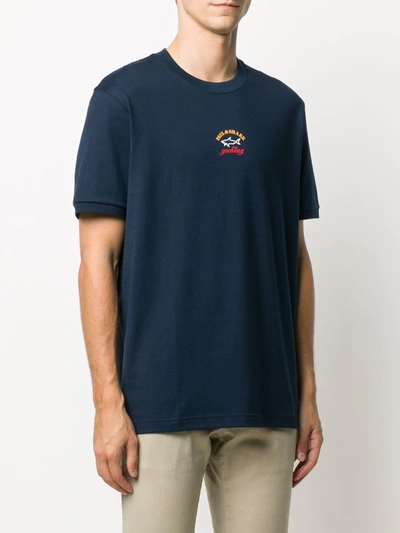 Shop Paul & Shark Crew Neck Logo Print T-shirt In Blue