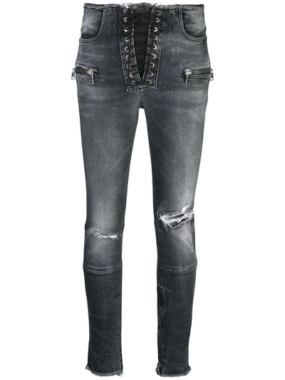 Shop Ben Taverniti Unravel Project Distressed Skinny Jeans In Black