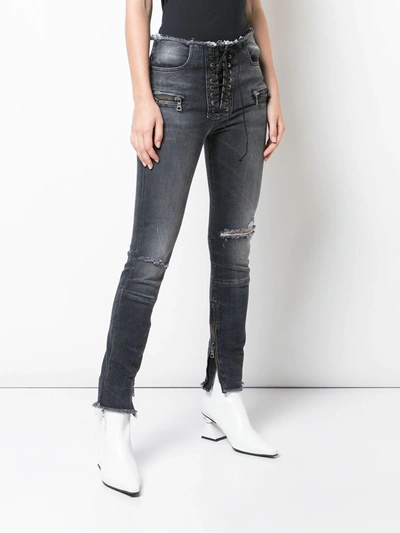 Shop Ben Taverniti Unravel Project Distressed Skinny Jeans In Black