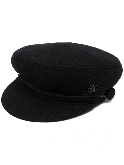 Maison Michel Abby Embellished Wool-felt Cap In Black