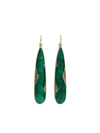 Shop Yossi Harari 18kt Yellow Gold Diamond Cone Drop Earrings In Ylwgold