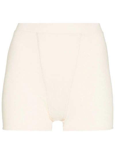 Shop Abysse Greta High-waisted Shorts In Nude