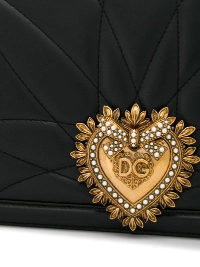 Shop Dolce & Gabbana Large Devotion Quiled Crossbody Bag In Black