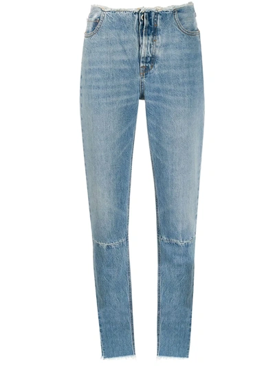 Shop Ben Taverniti Unravel Project Frayed Detail Slim Jeans In Blue