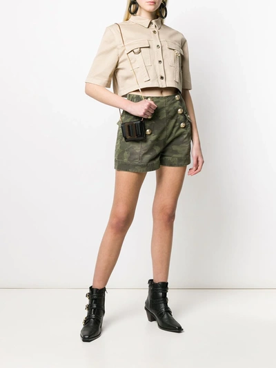 Shop Balmain Cropped Buttoned Shirt In Neutrals