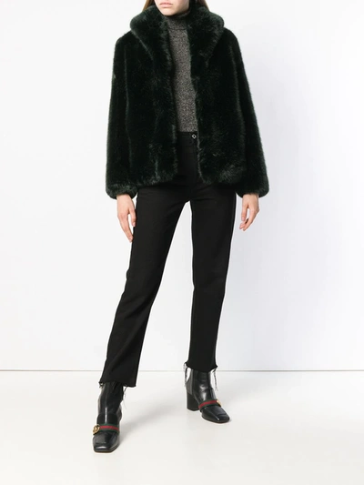 Shop La Seine & Moi Anna Faux Fur Jacket In Green