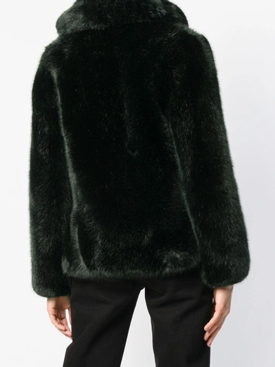 Shop La Seine & Moi Anna Faux Fur Jacket In Green