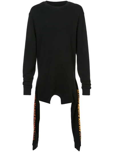 Shop Mostly Heard Rarely Seen Asymmetric Double Layer Sweatshirt In Black