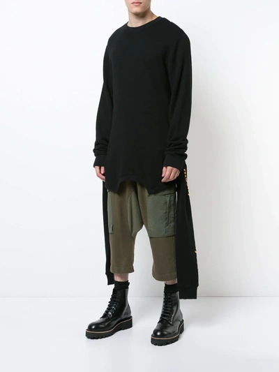 Shop Mostly Heard Rarely Seen Asymmetric Double Layer Sweatshirt In Black