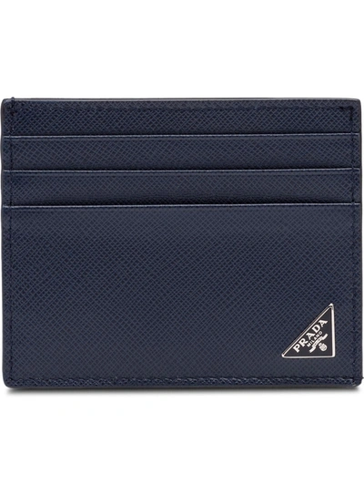 Shop Prada Classic Cardholder In Blue