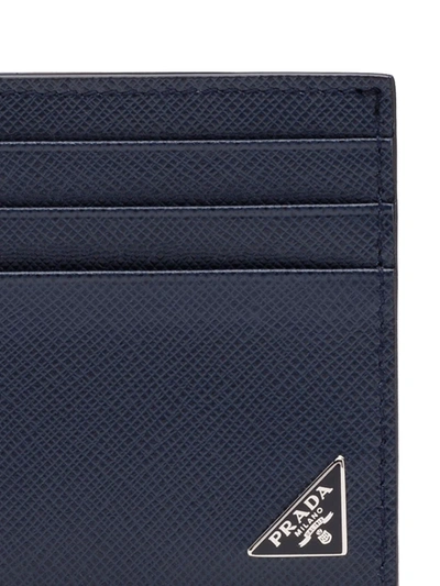 Shop Prada Classic Cardholder In Blue