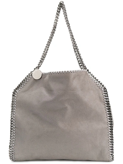 Shop Stella Mccartney Falabella Silver Chain Tote In Grey
