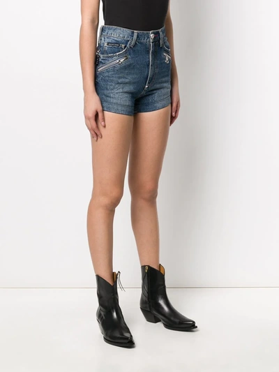 Philipp Plein Multi-pocket Denim Shorts In Blue